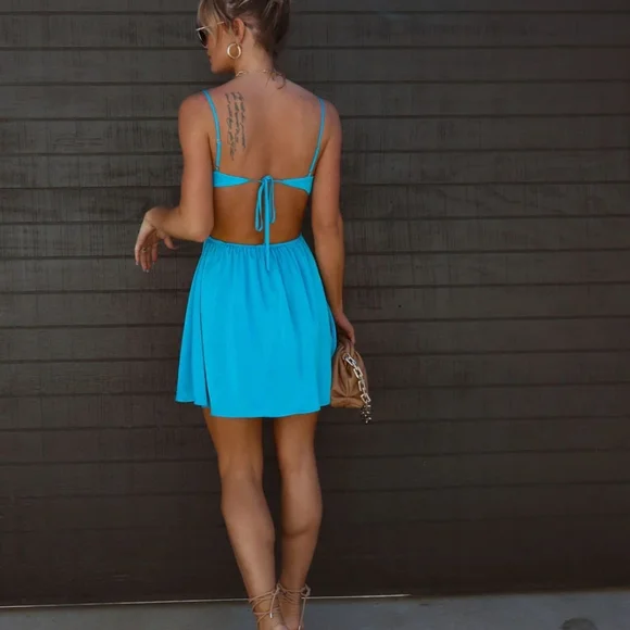 Nevaeh Satin Cowl Neck Cutout Mini Dress - Picture 4 of 6